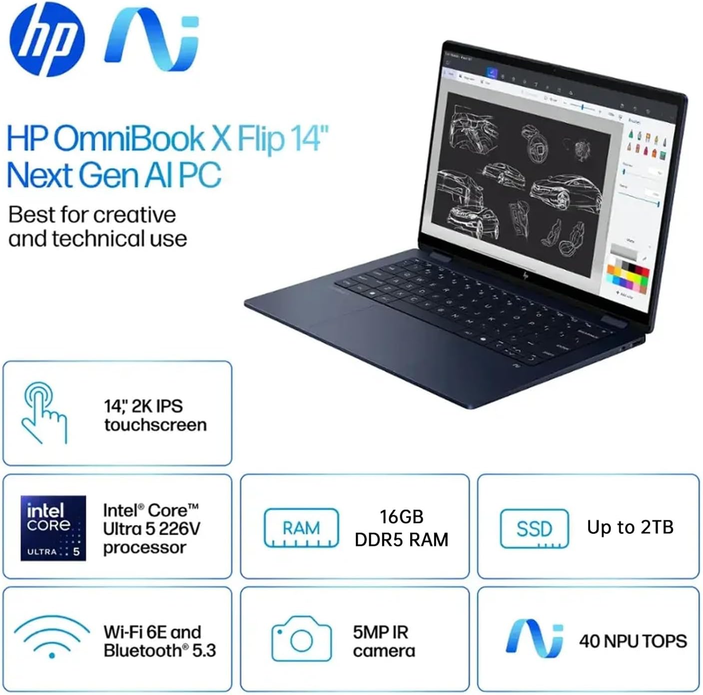 HP OmniBook X Flip 14 | 2-in-1 Touchscreen Laptop with Intel Ultra 5 5 HP OmniBook X Flip 14 | 2-in-1 Touchscreen Laptop with Intel Ultra 5 - Image 3