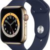 Apple Watch Series 6 (GPS + Cellular, 40mm) - Gold Stainless Steel Case with Deep Navy Sport Band