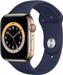 Apple Watch Series 6 (GPS + Cellular, 40mm) - Gold Stainless Steel Case with Deep Navy Sport Band