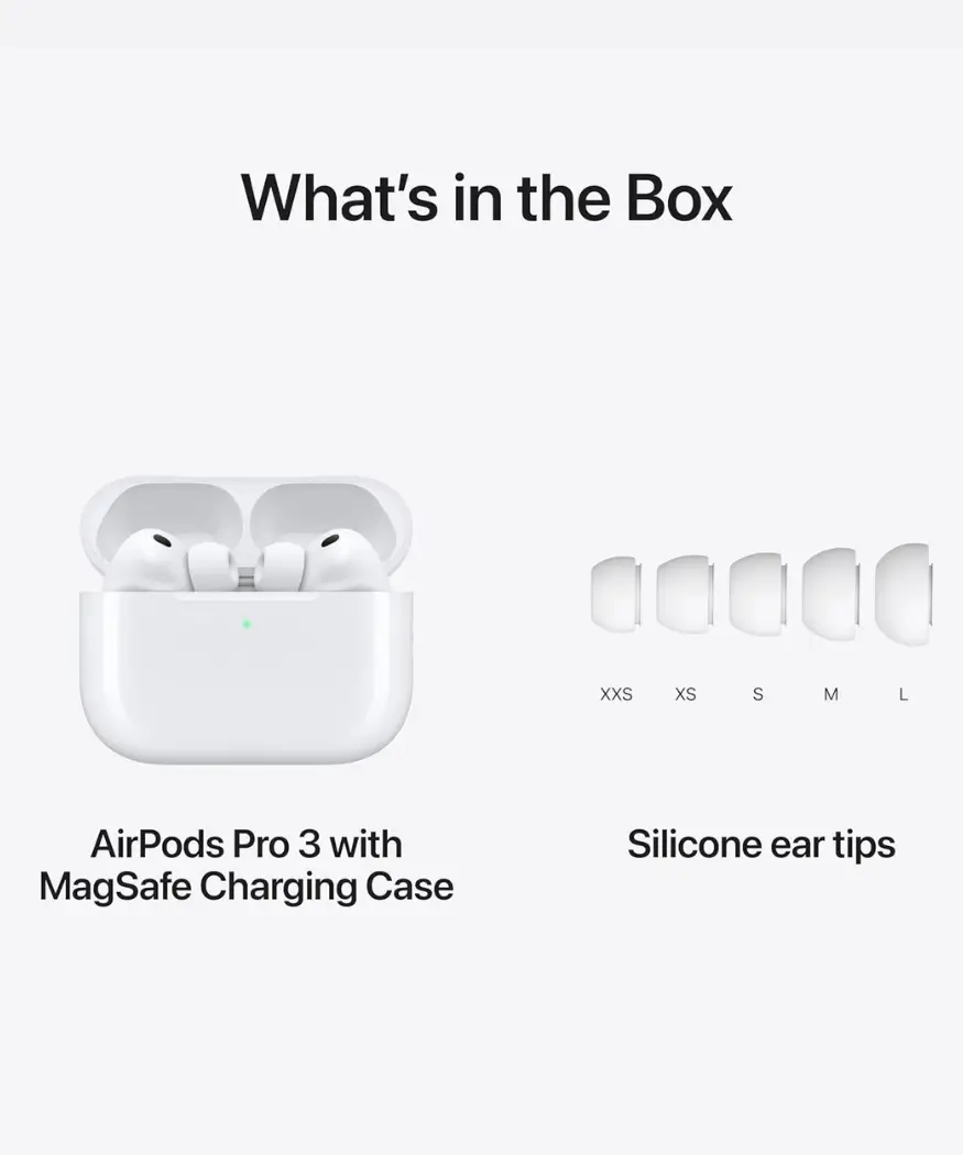 Apple AirPods Pro 3 | Noise Cancellation & Heart Rate Sensing 6 Apple AirPods Pro 3 all ear tip sizes included