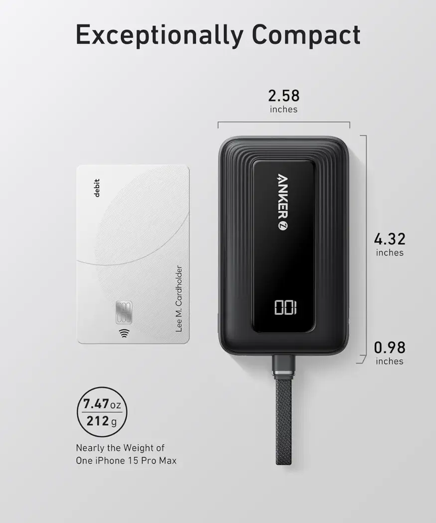 Anker Zolo Power Bank 10000mAh | 30W Fast Charger with Built-in Cable 6 Anker Zolo Compact Portable Design