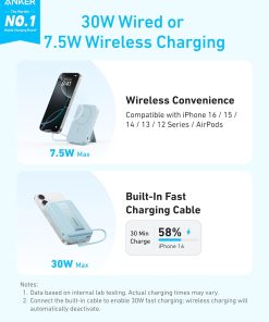 Alternative view of Anker Zolo Magnetic Power Bank | 30W Wireless Charger with Built-in Cable & Stand
