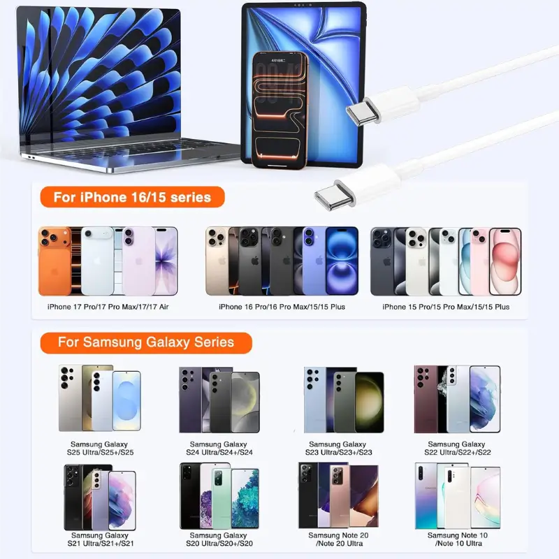 USB-C to C 60W Fast Charging Cable | Universal Type-C Cord 2 Universal USB-C cord for all devices - Dondolo Uganda