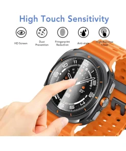 Tempered glass protector being installed on Galaxy Watch Ultra