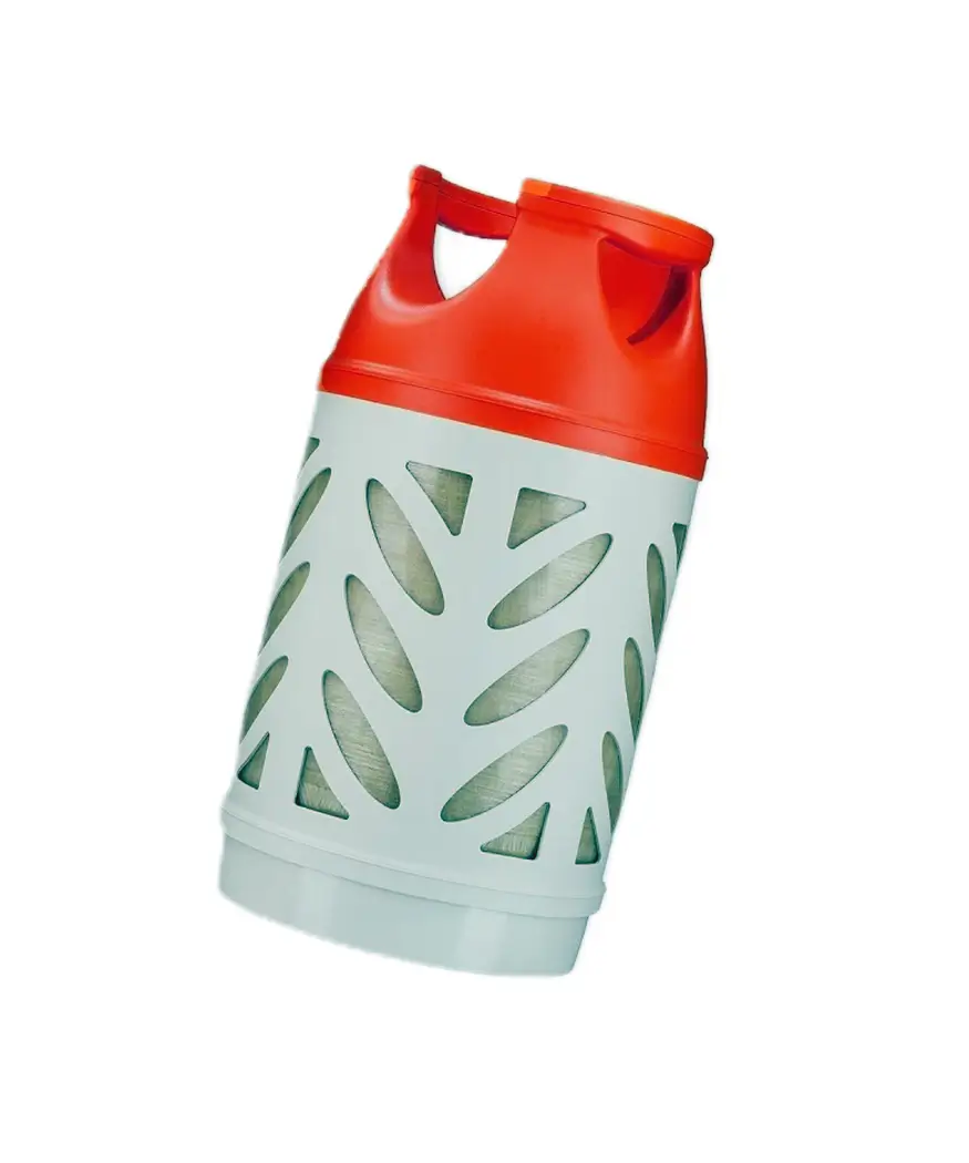 Dondolo Gas Full Set | 12.5kg Composite Cylinder with Gas, Regulator & Hose 4 Lightweight composite gas cylinder showing see-through level indicator