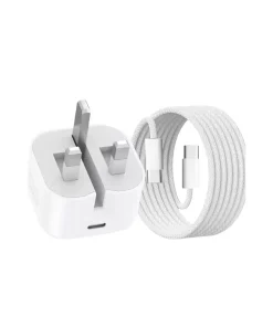 Original 20W USB-C fast charger with 3-pin UK plug and cable - Dondolo Shop Kampala
