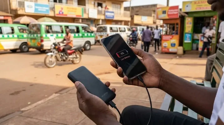 Why Your Phone Battery Drains Fast? Warning icon on smartphone screen - Dondolo Shop Kampala