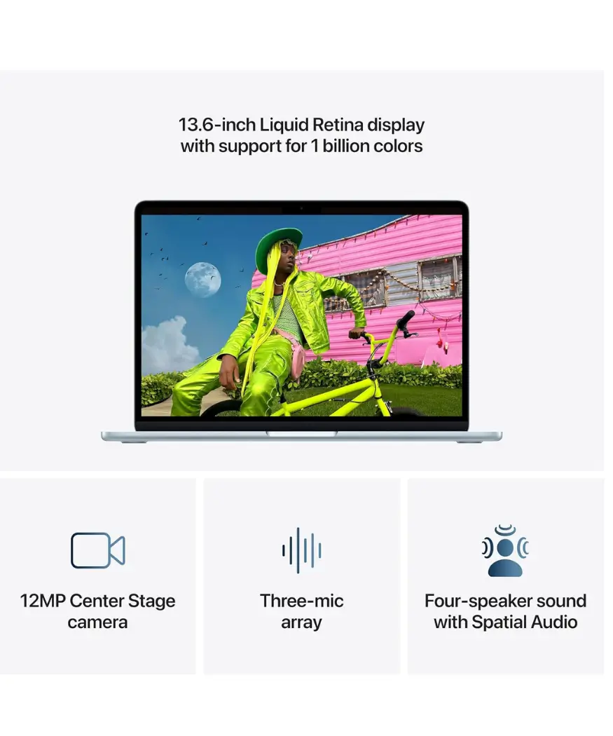 Apple MacBook Air 2026 13-inch (M5) | Built for AI & All-Day Power 6 MacBook Air 13-inch Liquid Retina display showing 13.6-inch screen